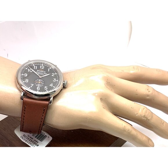 Shinola Men's Watch S0120018330 Runwell Quartz Gray Dial Brown Leather 47mm - Picture 5 of 15